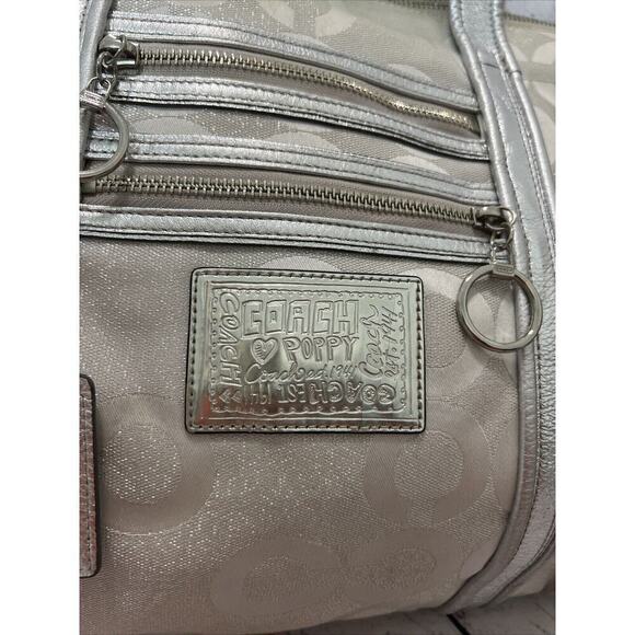 COACH Poppy Signature Silver Jacquard Large Designer‎ Tote Shoulder Bag 14575 - Picture 2 of 16
